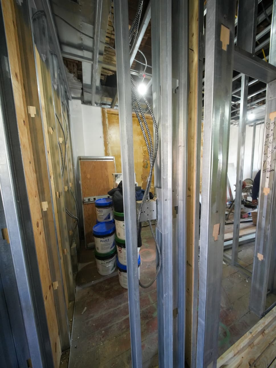 Renovation site with metal framing